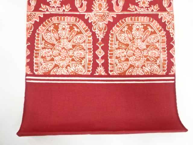  アンティーク　花鳥更紗模様　名古屋帯地反物